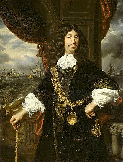 Samuel van hoogstraten Portrait of Mattheus van den Broucke Governor of the Indies, with the gold chain and medal presented to him by the Dutch East India Company in 1670.